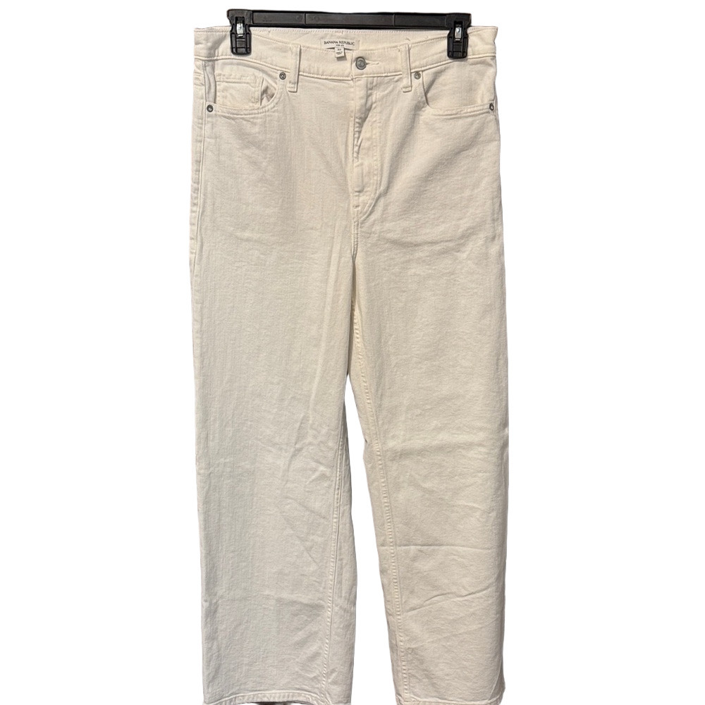Banana Republic Off-White Icon Wide Leg High Rise Denim Jeans